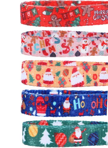 [Australia] - BoomBone Christmas Cat Collar Breakaway with Bell,Pack of 5 Safe Puppy Collars 