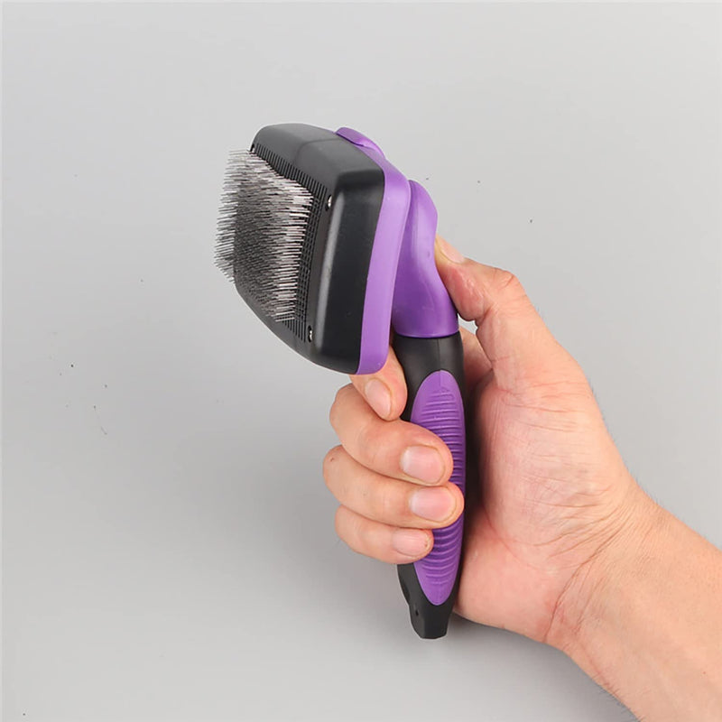 Grooming Brush - Self-cleaning brush for dogs and cats -Comb for grooming long-haired and short-haired dogs, cats, rabbits and more Super useful smoothing hair removal tool - PawsPlanet Australia