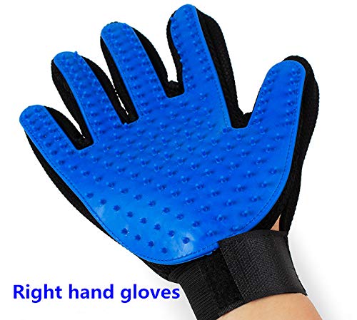 [Australia] - FGBOR 2Pcs Pet Grooming Glove Hair Remover Brush Gentle Deshedding Efficient Pet Mitt Pet Massage Gloves Left & Right Hand Draw Dogs Cats Horses Long Short Fur (1Pair Left & Right Hand (Blue)) 