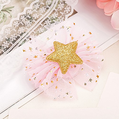 [Australia] - QUMY Dog Hair Clips Mixed Styles Varies Patterns Bows Pet Hair Accessories Grooming Product Hair Clips for Little Girls, 10 Piece Pink 