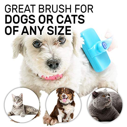 [Australia] - CleanHouse Pets Cat and Dog Hair Brush - No More Shedding | Easy Self Cleaning Button! All Pet Sizes, Small to Large. Pro Grooming Slicker Brushes, Removes Loose Hairs, Tangles, Cleans & Desheds blue 