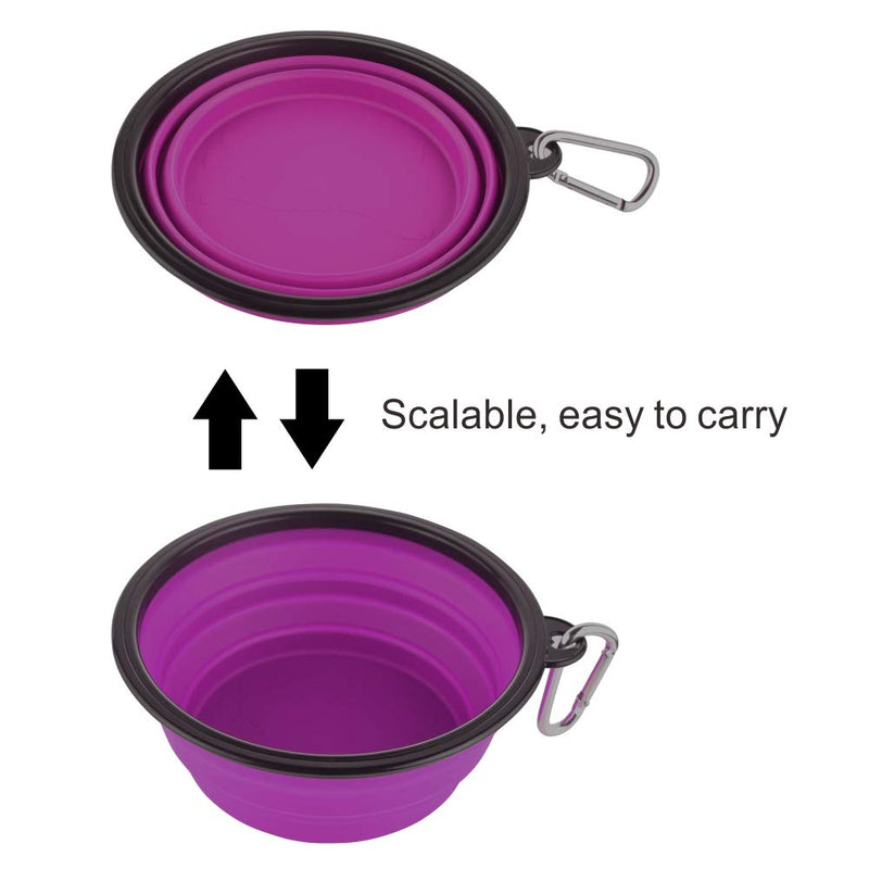 Large Collapsible Dog Bowls, 34oz Travel Water Food Bowls Portable Foldable Collapse Dishes with Carabiner Clip for Traveling, Hiking, Walking, 2 Pack Large,34oz 34oz-Blue&Purple - PawsPlanet Australia