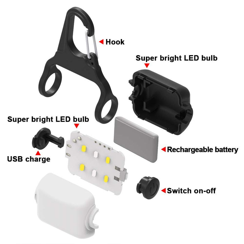 [Australia] - Derlights Dog Light with USB Rechargeable,Clip-On Dog Collar Light, IP65 Waterproof Led Safety Emergency Dog Lights for Night Walking Running Cats Pet Camping or Bike, 2 Pack 