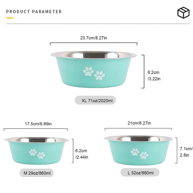 YUDANSI Dog Bowls 2 Pack Small Medium Large Dogs Feeding Bowls Water Bowls with Non-Slip Silicone Sole, Stainless Steel Dog Bowl Elevated Raised Pet Feeder 3 Cups/29 OZ - PawsPlanet Australia