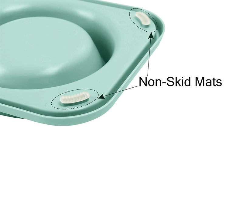 L.D.Dog Cat Food Bowls, Cat Bowls Non-Skid and Non-Spill Silicone Mats with Stand, Removable Stainless Steel Food and Water Dishes for Cats, Small Size Dogs… Aquamarine - PawsPlanet Australia