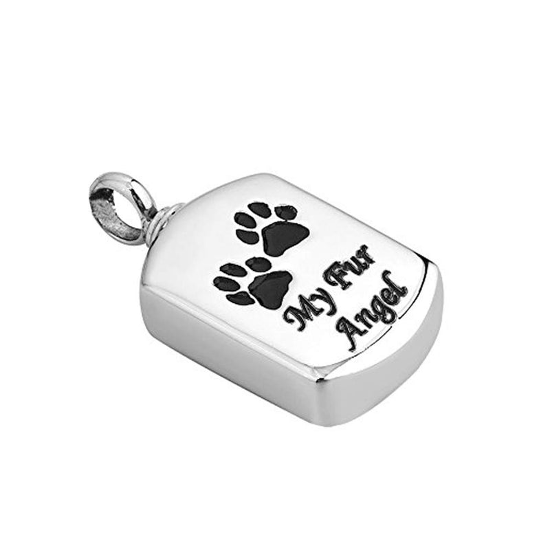 UEETEK My Fur Angel Pet Paw Prints Urn Necklace Pendant Memorial Ashes Keepsake Cremation for Pets Dogs Cats(Silver) - PawsPlanet Australia