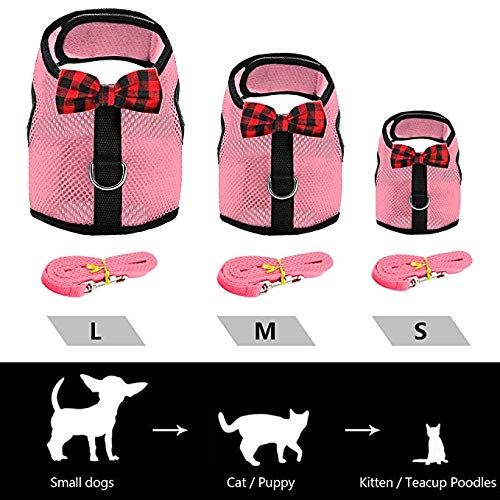 Tineer Rabbit Harness with Lead Leash Set - Soft Breathable Mesh Pet Chest Harness Vest Walking for Kittens,Bunny,Hamster,Guinea Pig,Ferret and Other Small Animals (S, 3Pack) S - PawsPlanet Australia