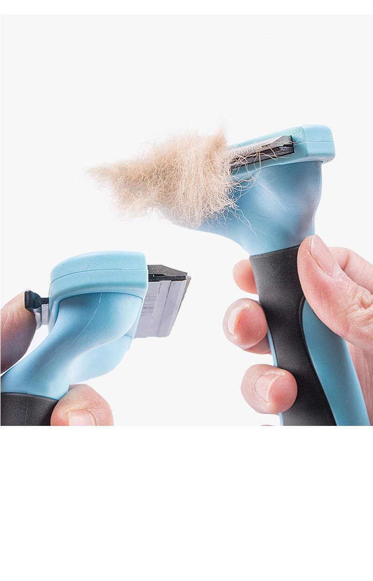 [Australia] - HORHOEUP Pet Deshedding Brush, Professional Grooming Tool, Effectively Reduces Shedding by Up to 95% for Short Hair and Long Hair Dogs Cats, 4.3 inch Length Comb - Blue 