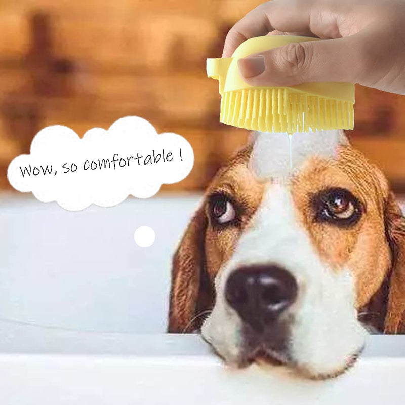 Dog Bath Massage Brush Cat 2 in 1 Soft Silicone Brush Pet Grooming Shampoo Dispenser Combing Wash Shower Enjoy Fun for Long Short Haired Daily Cleaning 2pcs - PawsPlanet Australia