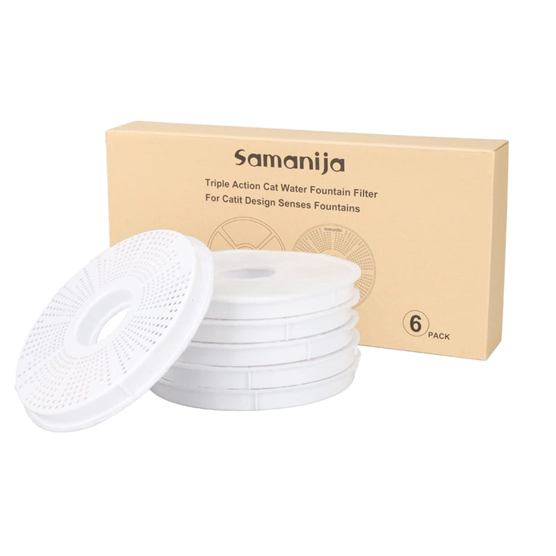Cat Water Filters Replacement 6 Pack for Catit Design Senses Fountains and for Catit Flower Fountains, Cat Water Fountain Replacement Filters, Pet Activated Carbon Filters - PawsPlanet Australia