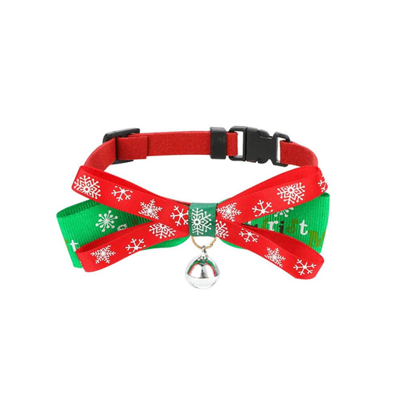 CHENGZI Christmas Dog Cat Collar,Adjustable Xmas Pet Collar with Double-deck Bowtie,for Small Dog Cat,2 PACK - PawsPlanet Australia