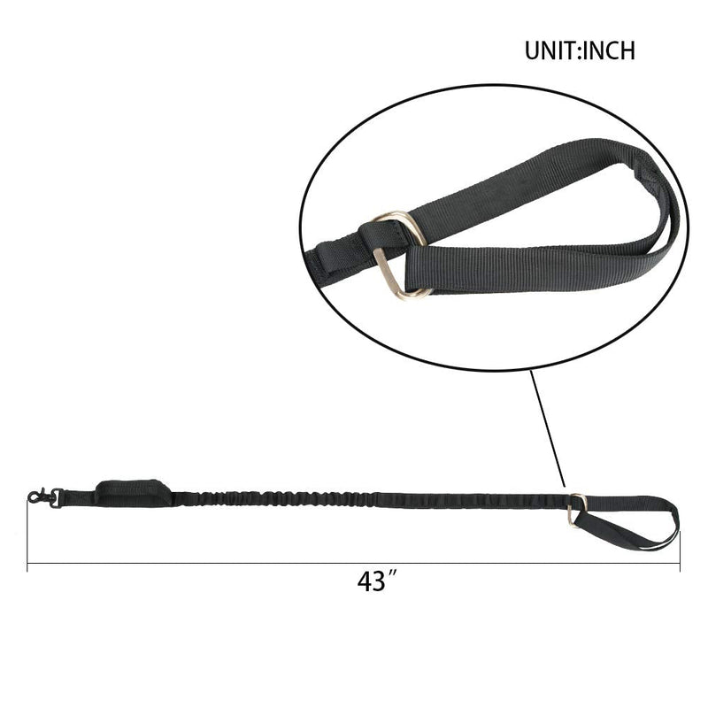 EXCELLENT ELITE SPANKER Bungee Dog Leash Tactical Dog Leash Nylon Adjustable Tactical Leash for Dogs Quick Release Military Dog Leash with 2 Control Handle Black - PawsPlanet Australia