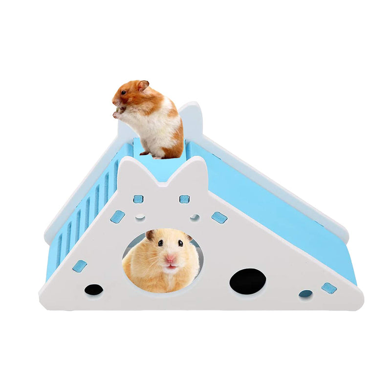 TSHAOUN Hamster House with Ladder and Slide, Hamster Play Toys Hideout Hut Rat Hideaway, Boredom Breaker Small Animal Activity Toy, DIY Hamster Cage Accessories for Small Pets (Blue) Blue - PawsPlanet Australia