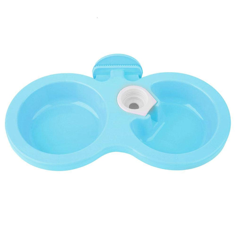 Dual Hanging Pet Bowl Pet Food Water Feeder Feeding Bowl Dog Cat Rabbit Bird Food Basin Dish with Bottle Cap Fastener Design for Crates Cages(Blue) Blue - PawsPlanet Australia