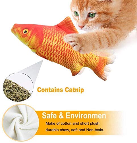 Auyuiiy Catnip Electric Realistic Simulation Toy Fish,Plush Wagging Interactive Pets Chewing Biting Kicking Pillow Fish for Cat Kitten Funny Cute Doll for Teeth Cleaning with USB Rechargeable - PawsPlanet Australia