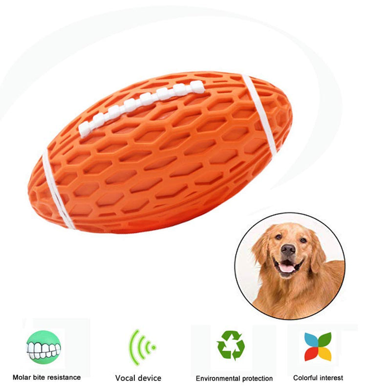 GENNYUE Chew and Squeaky Rugby Ball Non-Toxic Natural Rubber Pet Dogs Toy, Fun Interactive Pet Dogs Toy, IQ Treat Ball Toy, Teeth Cleaning, Bite Resistant for Dogs - PawsPlanet Australia