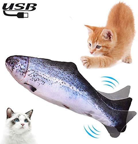 Lacyie Electric Moving Fish Cat Toy, Moving Realistic Wiggle Fish Catnip Toys, Plush Interactive Cat Toys - Fish Kicker Toy for Cats Kitten Kitty B - PawsPlanet Australia