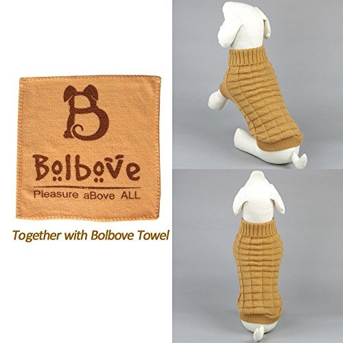 [Australia] - Bolbove Cable Knit Turtleneck Sweater for Small Dogs & Cats Knitwear Cold Weather Outfit Brown X-Small 
