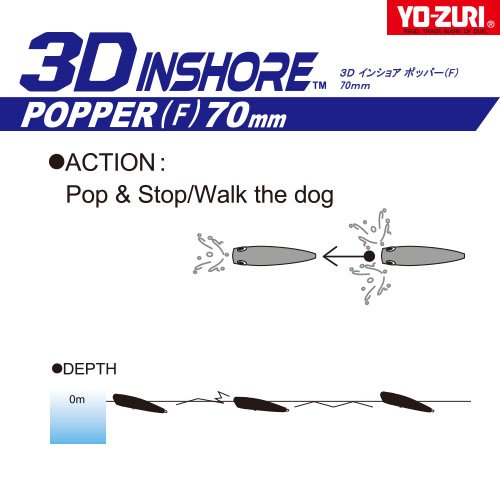 R1210-HGBL 3D Inshore Popper, Color, Gold Black, 70mm 2-3/4" - PawsPlanet Australia