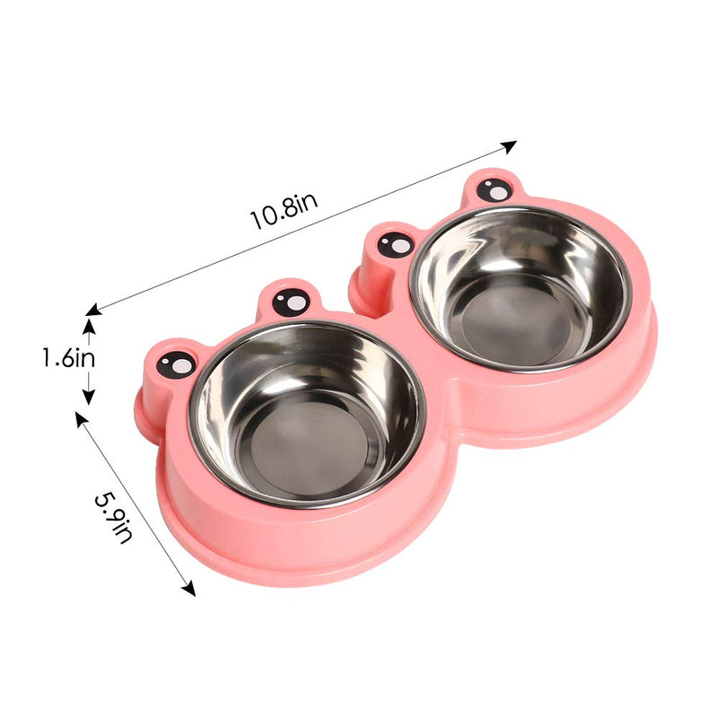 [Australia] - Double Dog Cat Bowls Premium Stainless Steel Pet Bowls with No-Slip Stainless Steel Cute Modeling Pet Food Water for Feeder Dogs Cats Rabbit and Pets 1Rose Red 