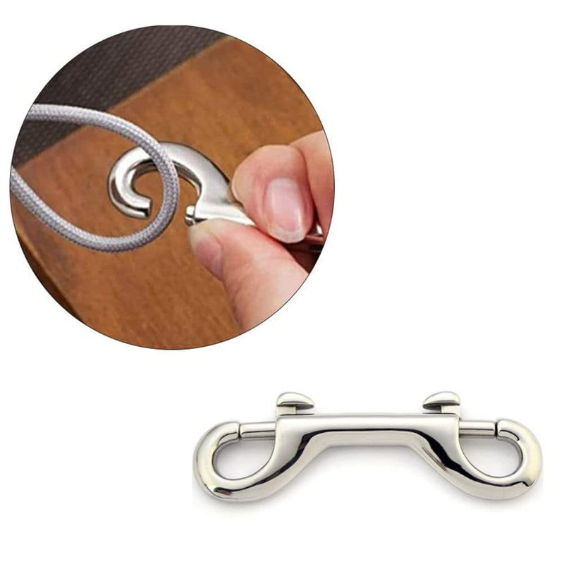 2 Pcs Double Ended Lead for Dogs, Bolt Snap Hooks Zinc Alloy Double End Clip Silver Diving Clip Durable Trigger Snaps for Diving Dog Leash Key Chain Horse Tack Pet Feed Buckets - PawsPlanet Australia