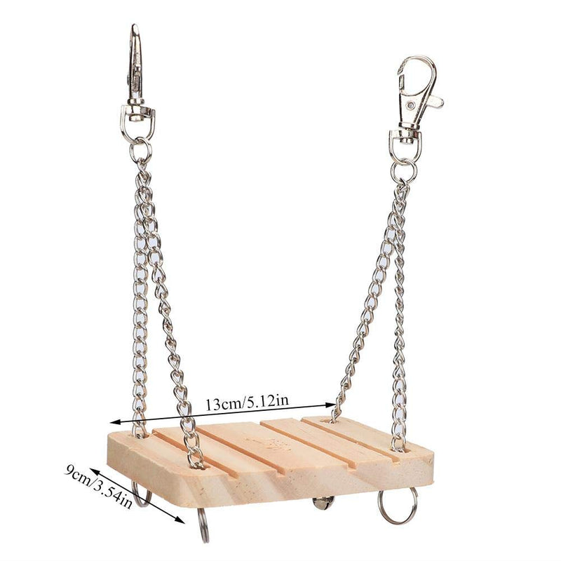 Hamster Swing Toys, Wooden Swing Platform with Hanging Chain Cage Exercise Toy for Mouse Rat Gerbil Dwarf Hamster 5.5 x 3.5in - PawsPlanet Australia