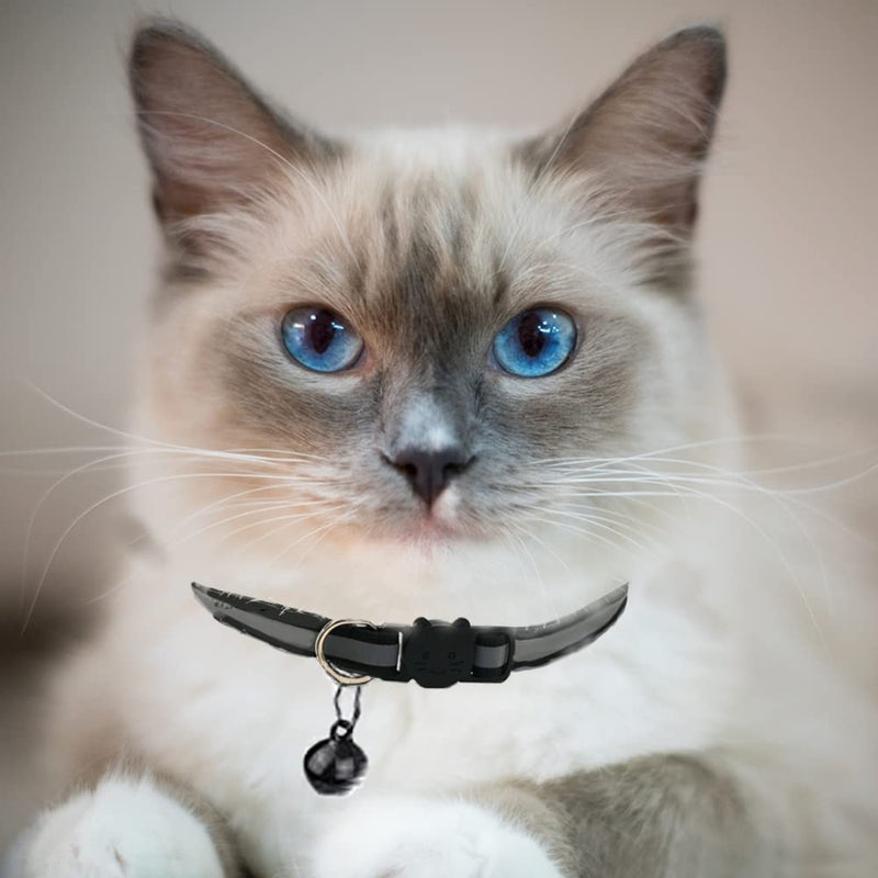 Hepplly 6-Pack Cat Collars Quick Release Reflective Kitten Collar with Bell (Black) Black - PawsPlanet Australia