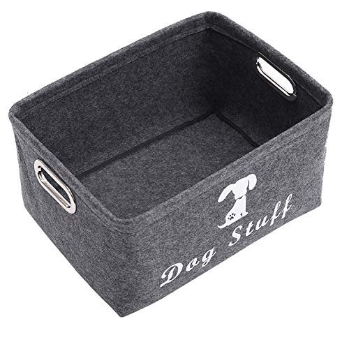 Ctomche Felt Pet Toy and Accessory Storage Bin,Organizer Storage Basket for Pet Toys,Blankets,Leashes and Food,Large Dog Toys Storage Box Gray-dog 39cm L x 28cm W x 22cm H Graydog - PawsPlanet Australia