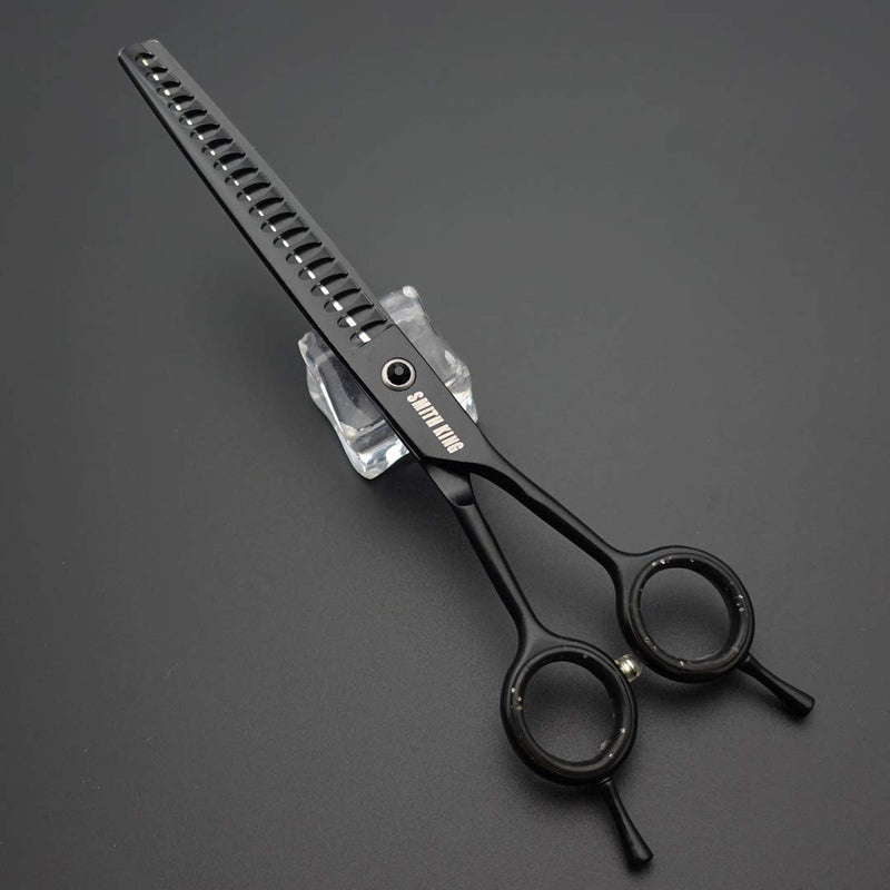 7.0 Inch Professional Dog Grooming Scissors Set Straight & Thinning & Curved & Chunker & Comb 5 Pieces in 1 Set for Left Handed & Right Handed Black - PawsPlanet Australia