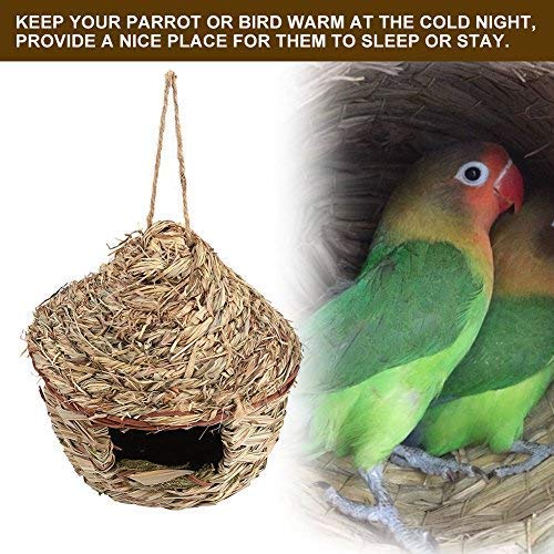 Handwoven Straw Bird Nest Cage House Hatching Breeding Cave in 3 Size for Parrot, Canary or Cockatiel or Other Birds(S) S - PawsPlanet Australia