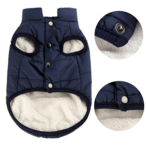 PENIVO Pet Dogs Clothing, Winter Warm Coats Jackets Small Medium Large Dogs Cotton-Padded Two Feet Clothes M Blue - PawsPlanet Australia