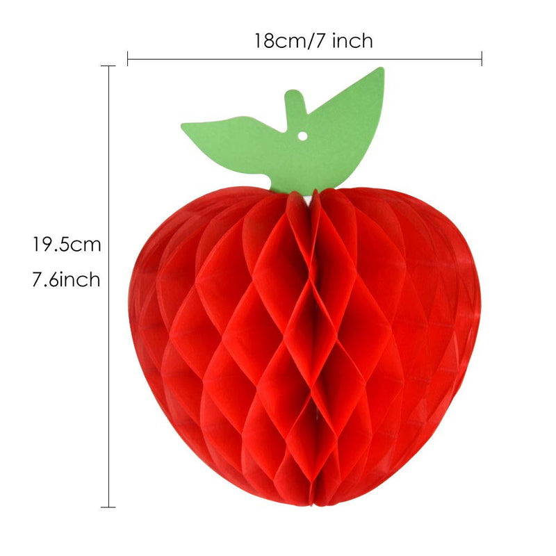 FEPITO 10 Pack 7 Inch Apple Tissue Honeycomb Hanging Red Paper Apple Decorations Fruit Decoration for Back to School, Baby Shower,Christmas Party Decoration - PawsPlanet Australia