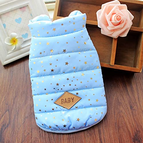 Xqpetlihai Small Dog Winter Coat Small Dog Clothes Fashion Windproof Cute Dog Coat Pet Warm Lightweight Outdoor Winter Warm Small Dog Vest Cozy Cold Weather Puppy Jacket for Small Medium Dogs Blue - PawsPlanet Australia