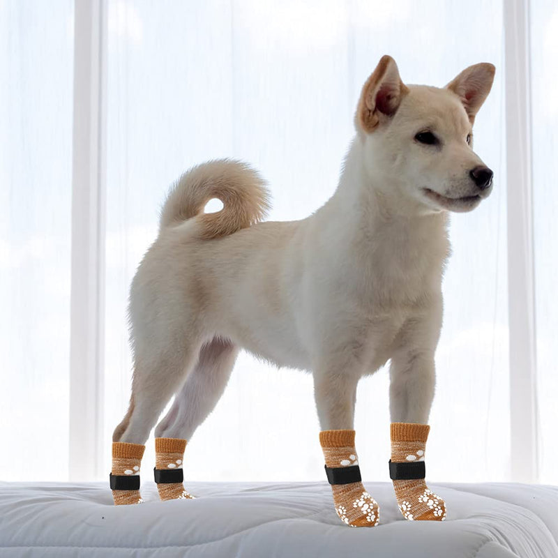 EXPAWLORER Double Side Anti-Slip Dog Socks 2 Pairs - Adjustable Pet Paw Protector with Strap, Traction Control Non-Skid for Indoor on Hardwood Floor Wear, Paw Protection for Puppy Pets Dogs Small - PawsPlanet Australia