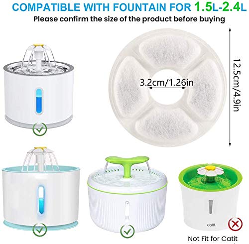 [Australia] - Tuows Pet Fountain Filters Replacement Filters Cat Fountain Filter with Activated Carbon for Automatic Water Dispenser Dog Drinking Fountain 8 pack 