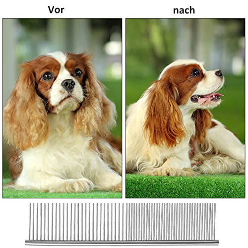 Pet comb, pet professional comb made of stainless steel, 2-in-1 stainless steel comb, dog cat comb for small, pet grooming combs medium and large pets with long hair, short hair - PawsPlanet Australia