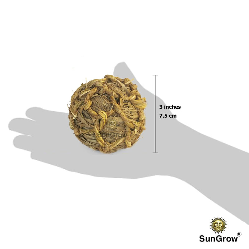 [Australia] - SunGrow Seagrass Ball, 3 inches, Bouncy, Chewable Teething Pet Toy for Rabbits, Cats, Hamsters, Gerbils, Birds and Other Pocket Pets, Handwoven Seagrass Ball & Reduce Bunny Boredom Seagrass Ball ( 1 Pack ) 