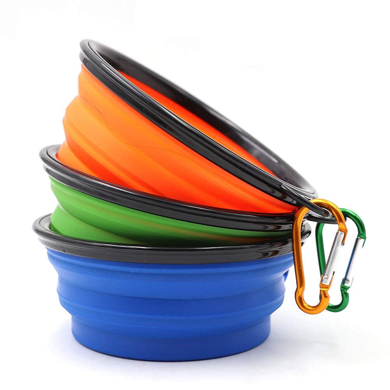 PROBEEALLYU 3pcs Collapsible Dog Travel Bowl Portable Silicone Cat Travel Water Bowl Outdoor Dog Feeder Dish Foldable Pet Water Bowl Expandable Cup Dish with Free Carabiner for Camping Hiking Walking - PawsPlanet Australia