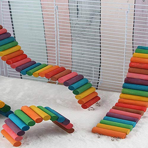 JUILE YUAN (Pack of 2) Wooden Hamster Ladder Bridge, Hamster Climbing Ladders Toys, for Guinea Pig Chinchilla Chipmunk Sugar Glider Gerbil Mice Squirrel Parrot Cage Accessories 40cm - PawsPlanet Australia
