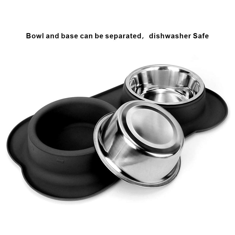 Large Dog Bowl, 2 x1500 ml Stainless Steel Dog Bowl with Non-Spill Non-Slip Silicone Tray Mat ，for Cats Bowl Puppy Small Medium Dogs Food and Water Feeding XL 2×1500 ml - PawsPlanet Australia