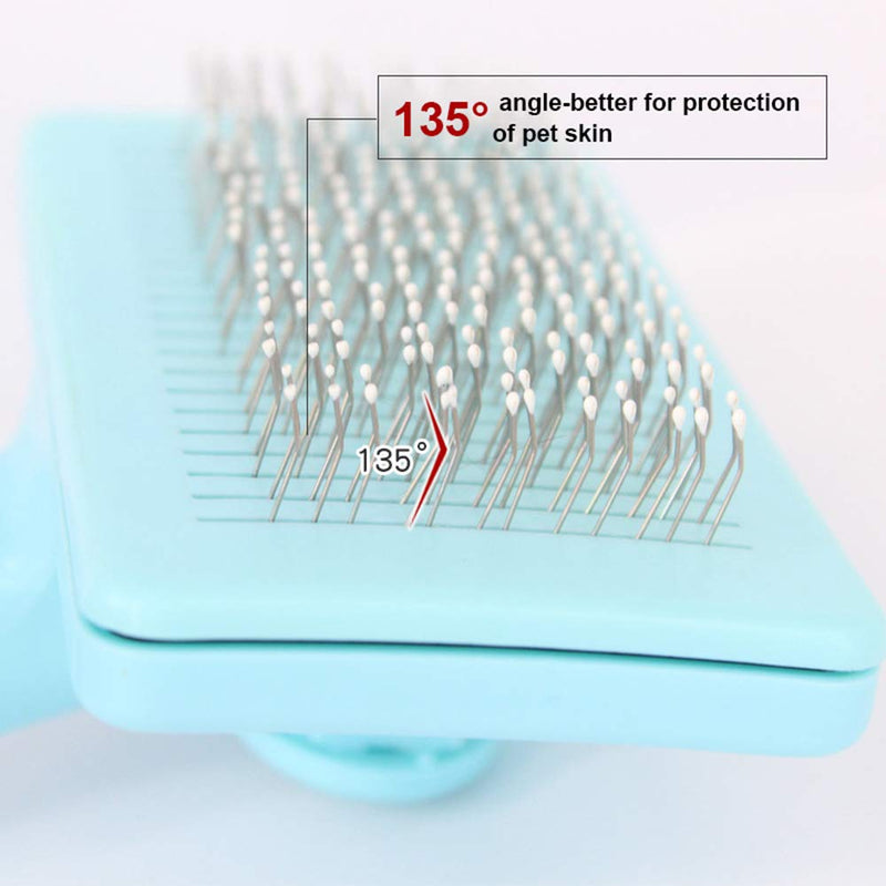 Cat Brush for Shedding and Grooming, Dog Grooming Brush for Shedding Short Hair Self Cleaning Brush for Detangling Hair Removing Matted Fur Combing Undercoats & Dog Massage Blue - PawsPlanet Australia