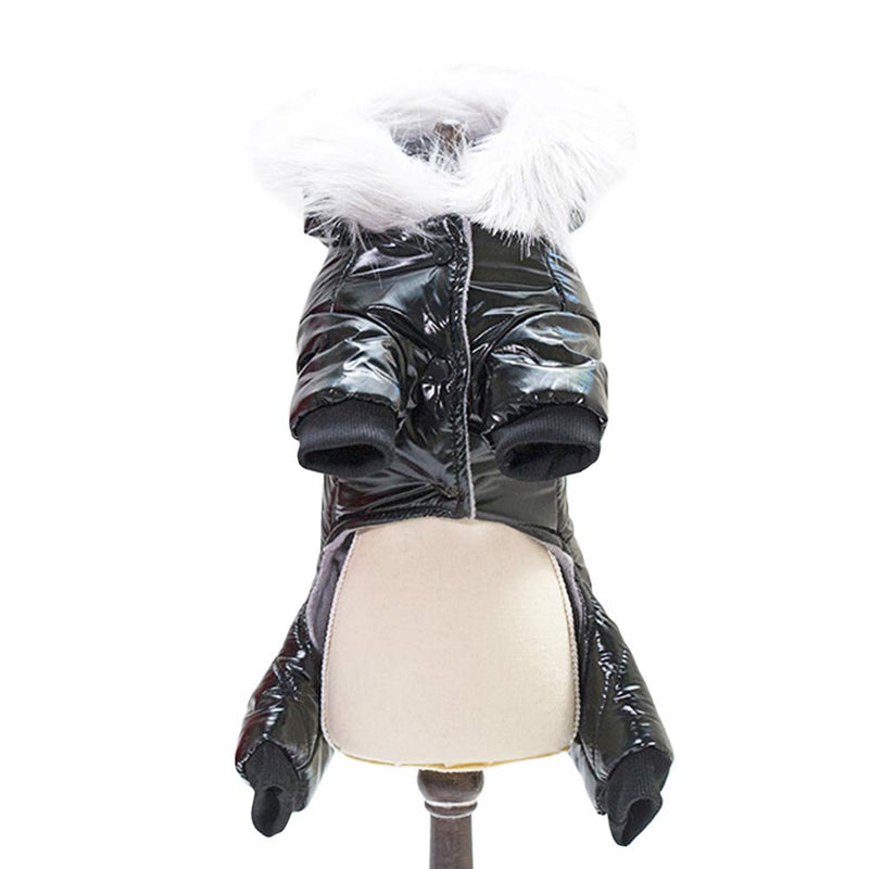 [Australia] - MUYAOPET Waterproof Pet Clothes for Dog Winter Warm Dog Jacket Coat Dog Hooded Jumpsuit Snowsuit L Black 