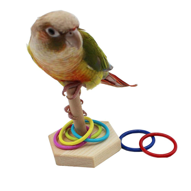 [Australia] - QBLEEV Bird Toys, Bird Trick Tabletop Toys, Training Basketball Stacking Color Ring Toys Sets, Parrot Chew Ball Foraing Toys, Education Play Gym Playground Activity Cage Foot Toys Hexagon Rings Toy 