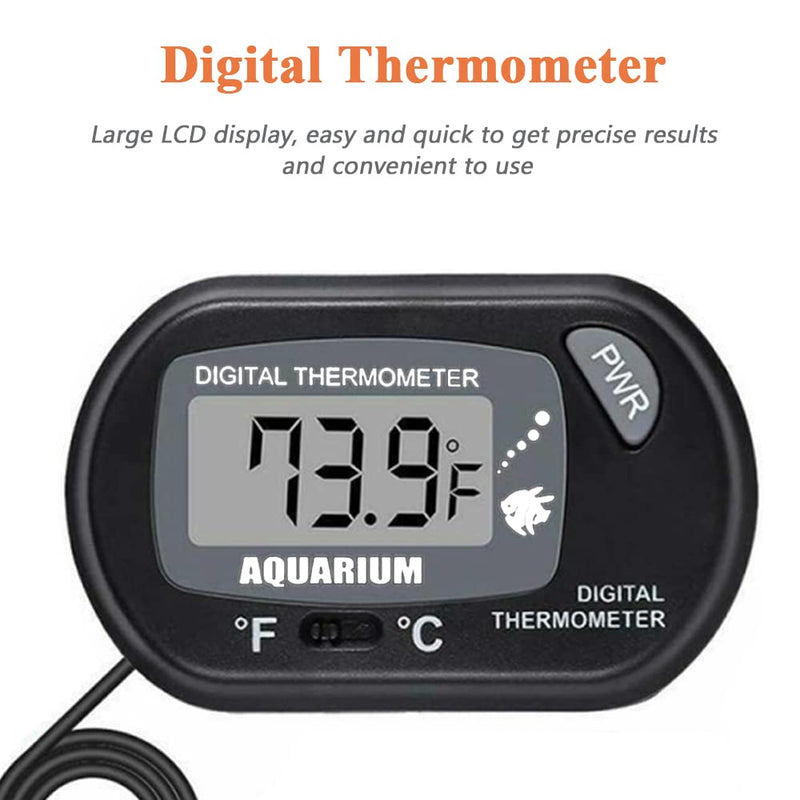 Mesee Aquarium Thermometer, LCD Digital Electronic Thermometer with Suction Cup Water Thermograph for Fish Tank Terrarium Marine Reptile Habitat Measuring Temperature - PawsPlanet Australia