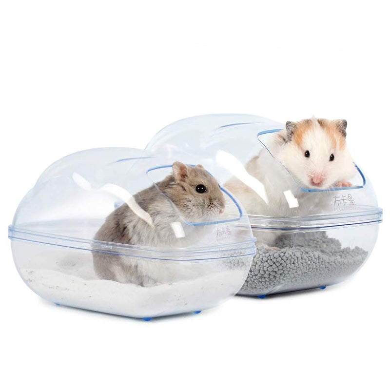 BUCATSTATE Hamster Sand Bath Container Large Transparent Plastic Toilet with Scoop Set for Small Pet Animals Cage Accessories Blue - PawsPlanet Australia