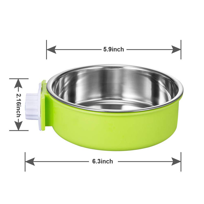 [Australia] - Crate Dog Bowl, Removable Stainless Steel Coop Cup Hanging Pet Cage Bowl Large Water Food Feeder for Dogs Cats Rabbits Green 