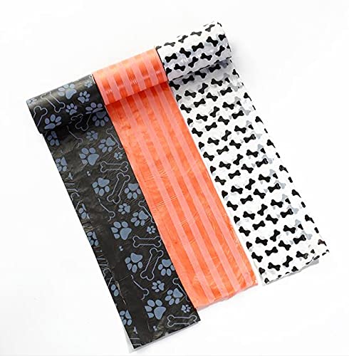 300x dog waste bags colorful with print 30 x 22 cm (20 rolls with 15 bags) + bag dispenser with leash clip black 300 bags - PawsPlanet Australia