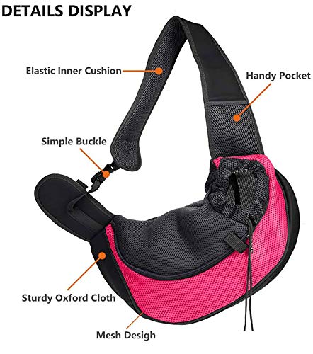 FT Pet Dog Sling Carrier Breathable Mesh Travel Safe Sling Bag Carrier for Dogs Cats Black - PawsPlanet Australia