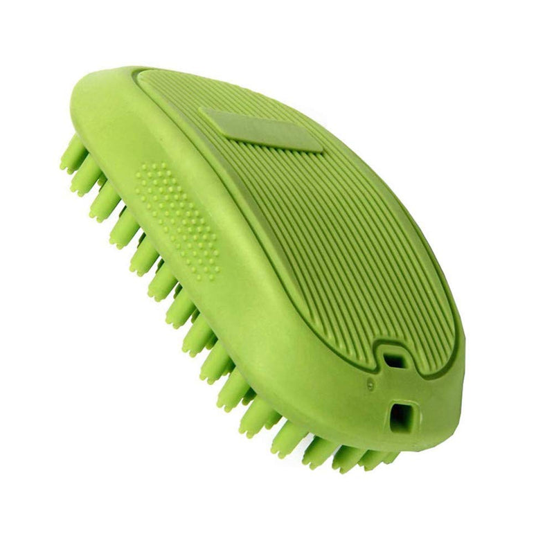 [Australia] - BOSSTTOS Comfortable Bath & Massage Pet Brush Great Grooming Tool for Shampooing and Massaging Dogs and Cats with Short or Long Hair - Soft Rubber Bristle Comb Gently Removes Loose & Shed Fur Green 