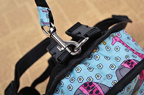 [Australia] - O&C Puppy Dog Backpack,Saddle Bags,Back Pack with Training Lead Leash S(12x14cm) Blue Animail 